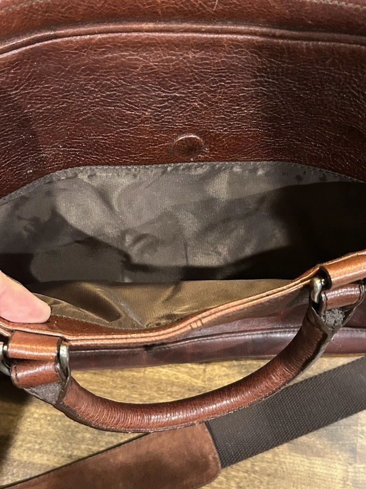Maletín mensajero de cuero vintage Ellington para computadora portátil bolso marrón oscuro Foto 2 de 4