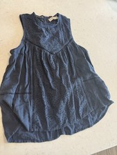 Abercrombie Fitch Women's Navy Eyelet Tank With Open Back Size S