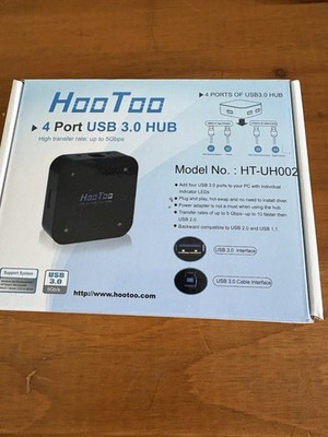 HooToo HT-UH002 4-Port USB 3.0 Hub Compact Powered | Apple Mac PC Lot of 2 (b5)