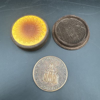Andrei Rublev Holy Trinity Copper Medallion With Leather Case