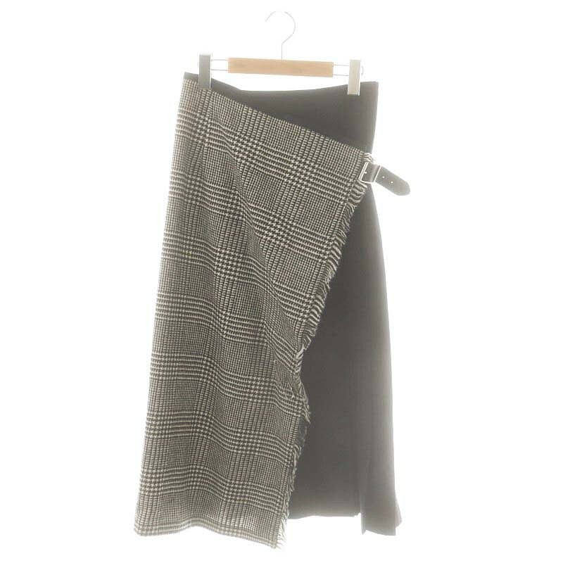 ONeill Dublin Check Quilted Pleated Wrap Skirt Black Off-White Womens