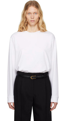 NWT $490 The Row Ciles R Cotton Long Sleeve T Shirt in White sz M