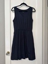 Banana Republic Goddess Dress  Size 8 Navy Blue Fit & Flare Sleeveless V Neck
