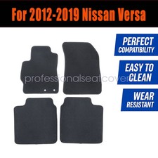 Front Rear Floor Mats Carpet Waterproof Black Velour For 2012-19 Nissan Versa