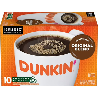 Dunkin' Original Blend Coffee, Medium Roast, Keurig K Cup Pods, 10 Count Box