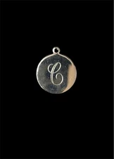 Initial Pendant "C" .5 inch Diameter