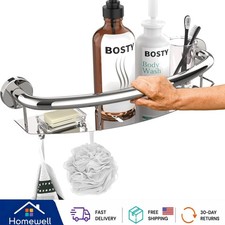 Heavy-Duty Chrome Grab Bar with Storage - Ideal for Bath and Shower Safety