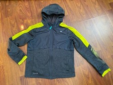 Russell Jacket Boys XL 14-16 Gray Yellow Dri Power Full Zip Hoodie Fleece Lined