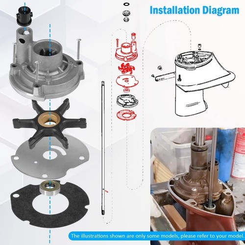 382296 Outboard Water Pump Impeller Rebuild Kit for Evinrude Johnson 9.5hp 10hp - Picture 7 of 11