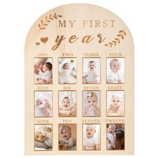 One Year Birthday Wooden Photo Board,My First Year Milestones Photo Board,12 ...