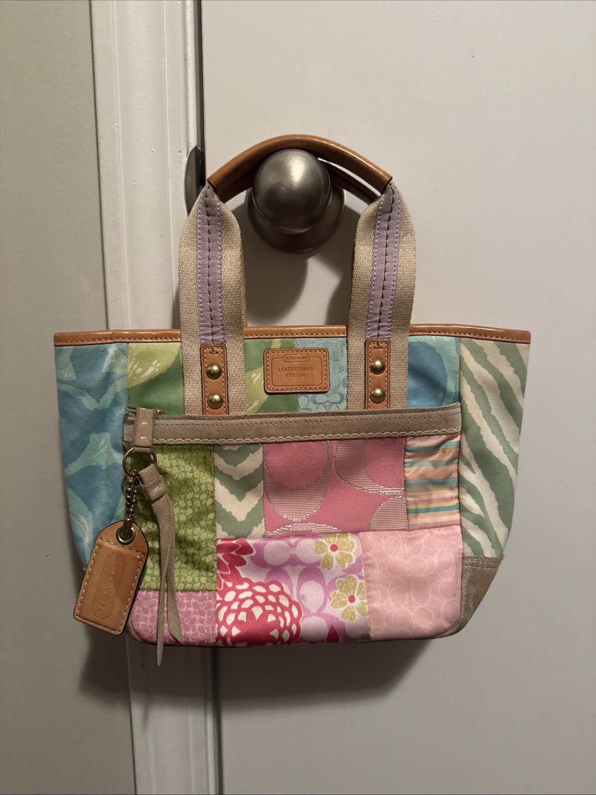 Y2K Coach Hampton Spring Patchwork Small Tote Lim… - image 1