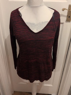 Langarmshirt Damen Divided H&M Größe Small dunkelrot und schwarz