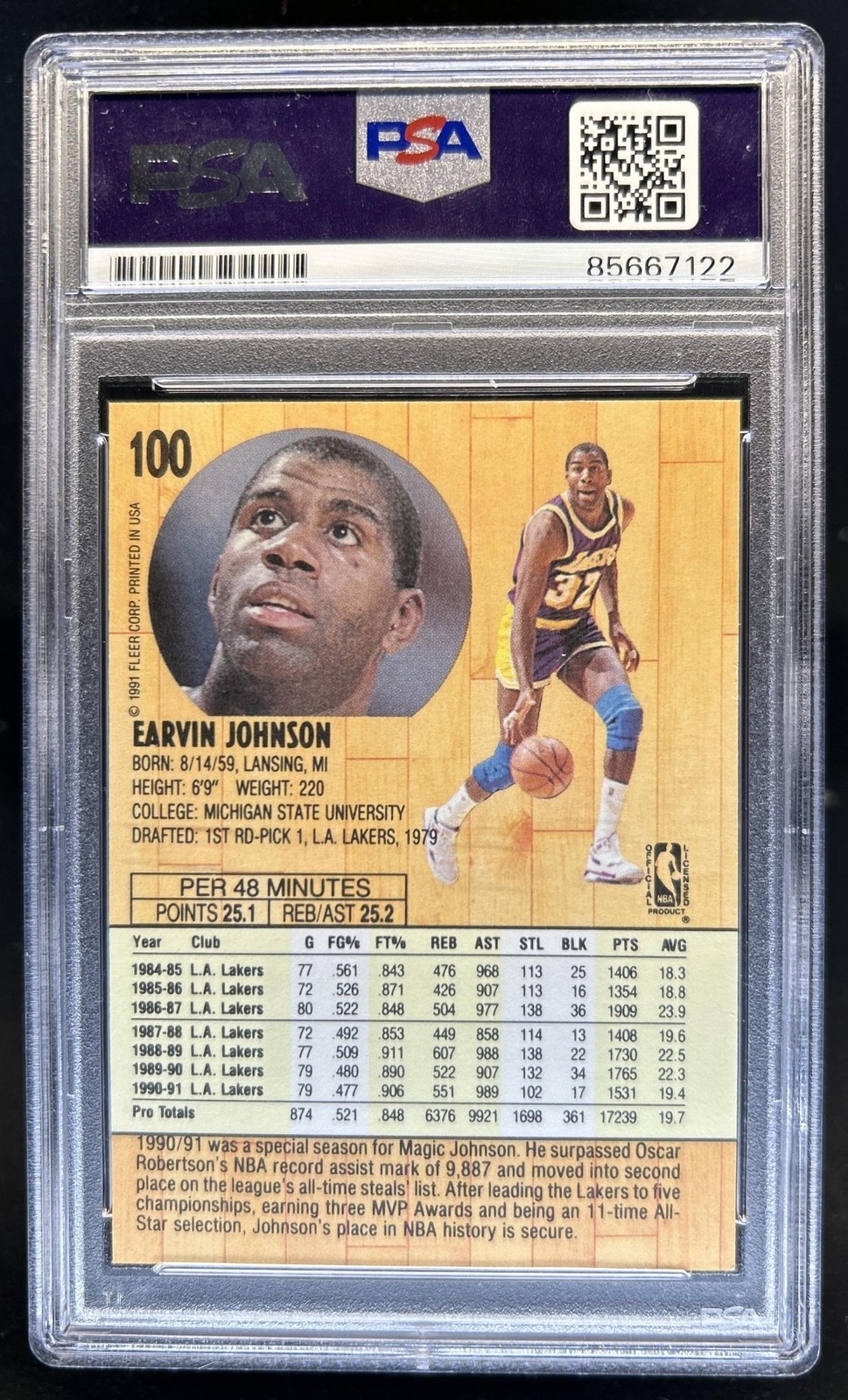 Trading Card Earvin Magic Johnson Certified Auto Autograph PSA Auto Authentic view 2