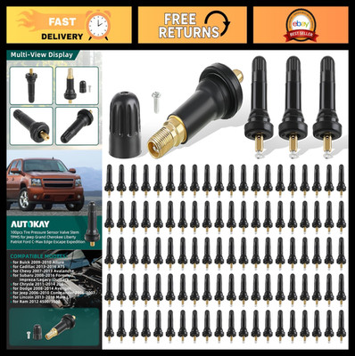 100pcs Rubber Snap-in Tire Pressure Sensor Valve Stems TPMS for Jeep Ford Chevy