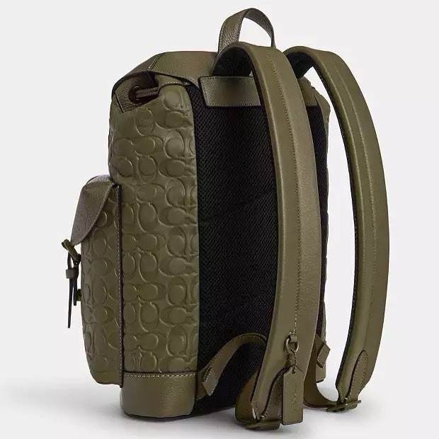 COACH CAK26 Embossed Drawstring Warner Backpack, Khaki Green Coach Warner Backpack In Signature Leather CAK26 | Grailed main image 4