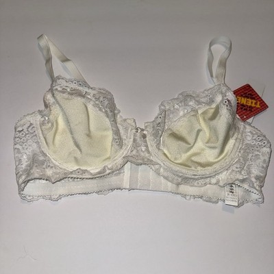 Rachel Wenn Bra Size 34C White Lace Underwire Adjustable Clasp Back