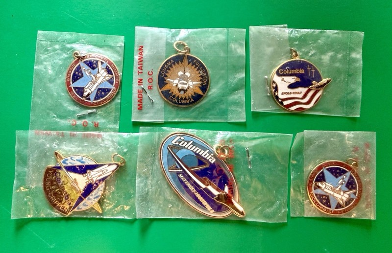 Nice Lot Of 6 NASA Columbia Shuttle Mission Enamel Medals Charms New Unopened
