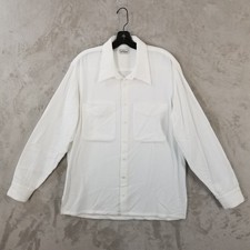 House of St. Clair Shirt Mens Large White Textured Cotton Made in USA Pockets