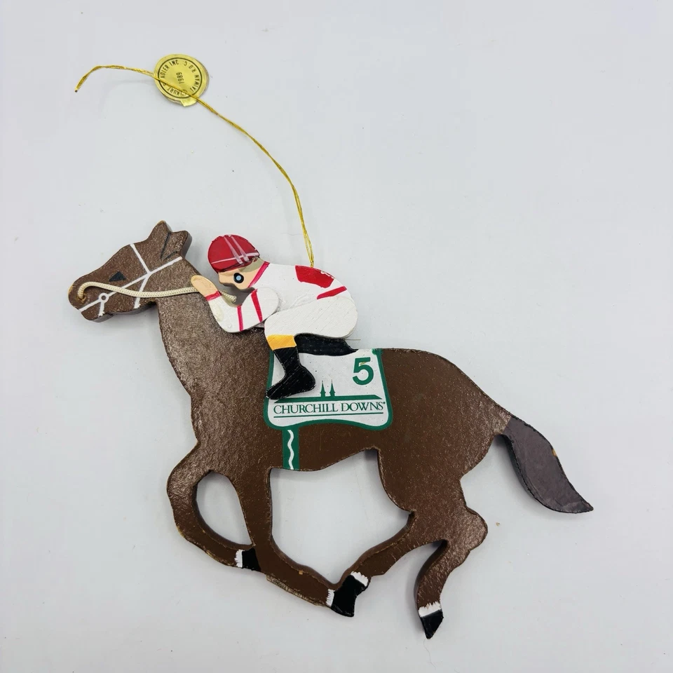 De colección Kurt Adler Madera Caballo Ornamento Kentucky Derby Ecuestre Churchill Downs 98 Foto 2 de 4