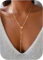 Kette Gold 14K Vergoldet Y AnhäNger Zierlich Lange Halskette Damen Schmuck