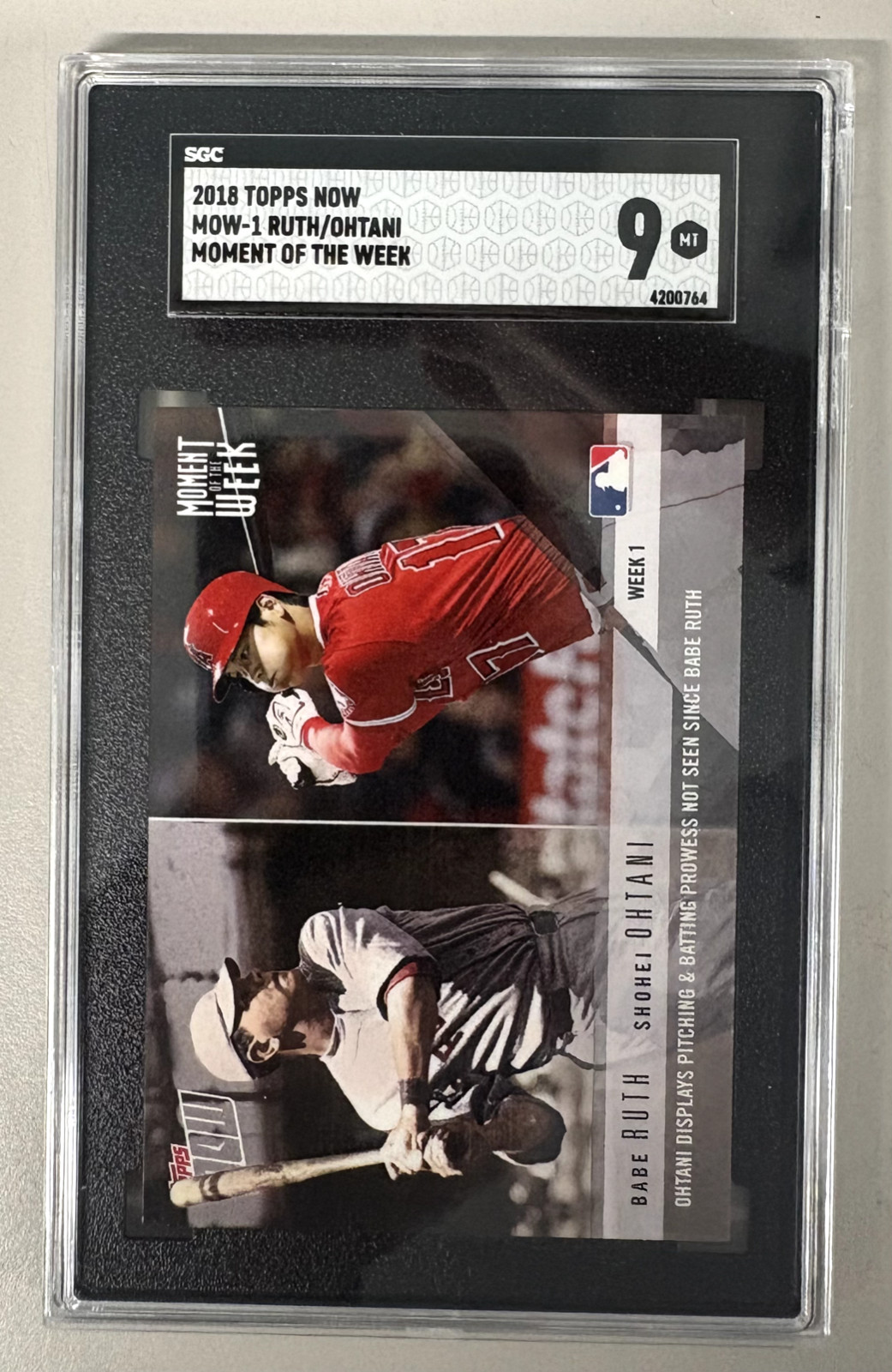 Shohei Ohtani 2018 Topps Now #MOW-1 Moment of the Week (w/B. Ruth
