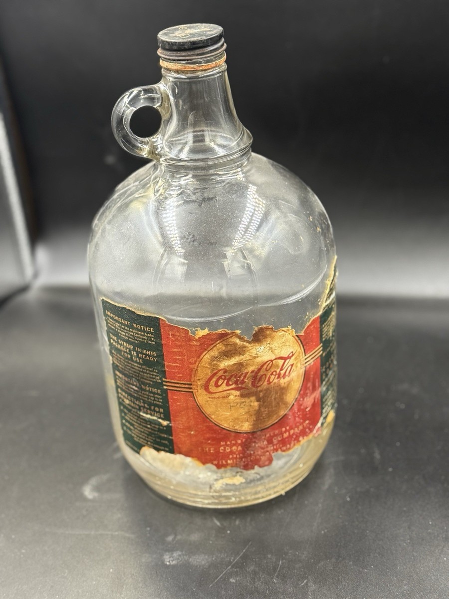 VINTAGE COCA COLA COKE ONE GALLON SODA FOUNTAIN SYRUP GLASS JUG