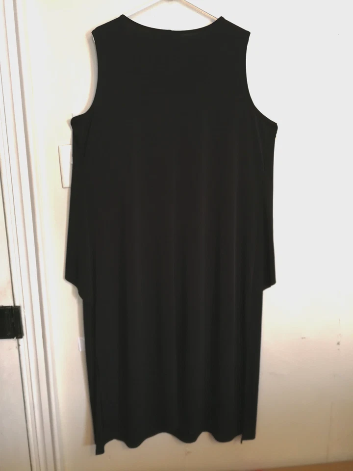 Maxi vestido para mujer Susan Graver 1XP Petite negro tejido líquido en capas sin mangas Foto 2 de 4