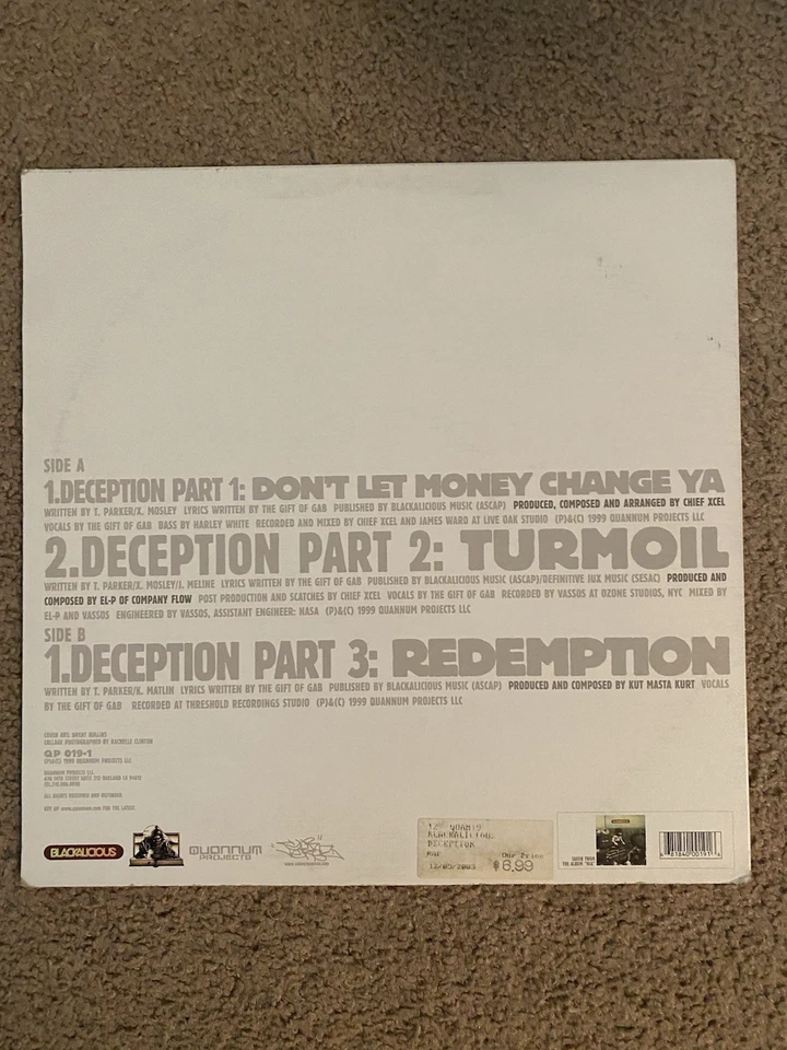 BLACKALICIOUS - DECEPTION (PARTS 1, 2, 3) (12") 1999  RARE!!  EL-P + GIFT OF GAB - Imagem 2 de 4
