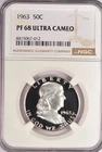 1963 Franklin Half Dollar Proof NGC PF 68 ULTRA CAMEO PR68DCAM Frosty Coin 50C