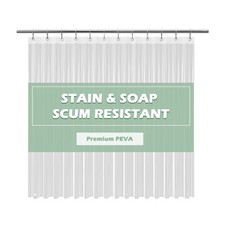 72x72 Inch Clear Shower Curtain Liner Stain Soap Scum Resistant Shower Curtain