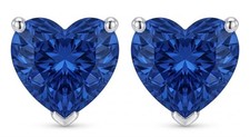 8.00 Ct Certified Heart Shape Natural Blue Diamond Studs VVS1 White Gold Finish
