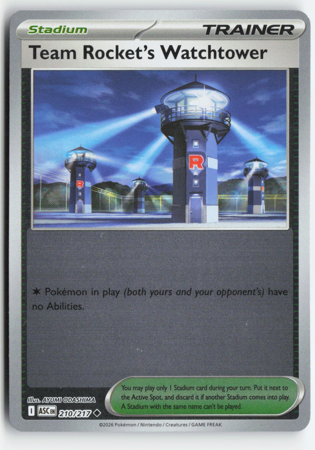 TEAM ROCKET'S WATCHTOWER 210/217 ASCENDED HEROES POKEMON REVERSE HOLO NM/M