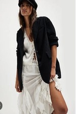 NWT Free people size M Reggie blazer in midnight combo pinstriped blue