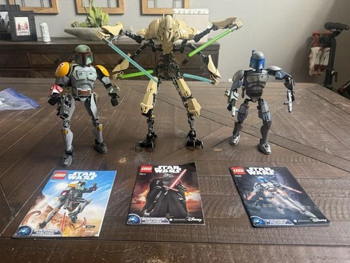 LEGO Star Wars Buildable Figures Lot Grievous Boba Fett Jango Fett + Manuals