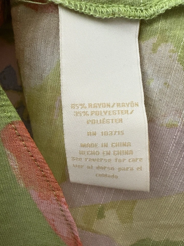 Hope & Harlow Mujer’s XL Floral Abotonada Corbata Enrollable Manga Verde Lima Cuello en V Foto 4 de 4