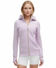 NWT LULULEMON Scuba Hoodie Full Zip Lilac Ether Gold Zipper Size 8 10 12 14 $138