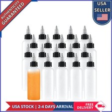 20 Pack 4oz Boston Squeeze Bottles Clear Dispensing Bottles with Twist Top Caps