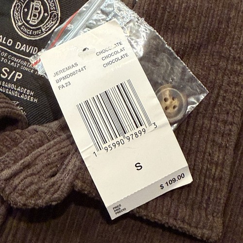 Buffalo David Bitton MENS SZ Sm Jeremias Dark Brown Shacket Thick Corduroy Shirt - Picture 5 of 9