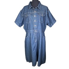 Signature by Levi Strauss & Co Button-Front Short Sleeve Denim Shirt Dress,Large