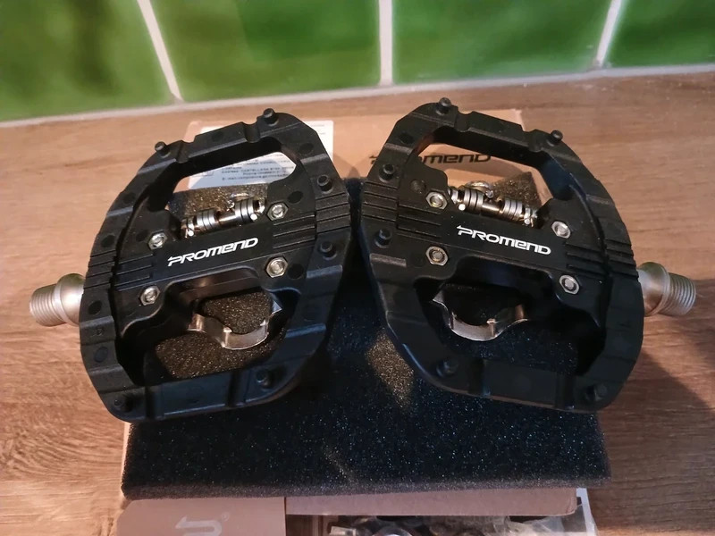 MTB Pedals Clipless Flat Dual Platform with Cleats - Compatible with Shimano Cli