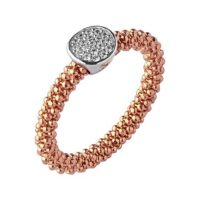 LINKS OF LONDON Ladies Stardust Rose Gold Vermeil Round CZ Ring P NEW RRP150