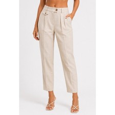 Mango MNG Woman Beige Suit High Waist Trousers Rejina Pleated Pants Size 4 NWT