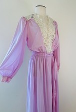 Vintage 40s Throw Back Lucie Ann Lilac Nylon and Lace House Coat