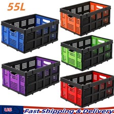 55 L Plastic Collapsible Storage Crates Folding Stackable Crates