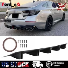 For 2013-2017 Honda Accord 10 Fins Rear Bumper Diffuser Spoiler Lip Splitter