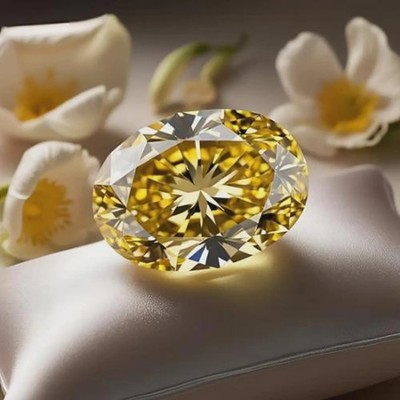 Natural 2 Ct Fancy Golden Oval Diamond Loose Stone for Fine Jewelry + Gift 4 Her