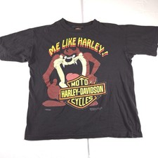 Vintage 90s Taz Tazmanian Devil Harley Davidson Biker T Shirt Size Large Me Like