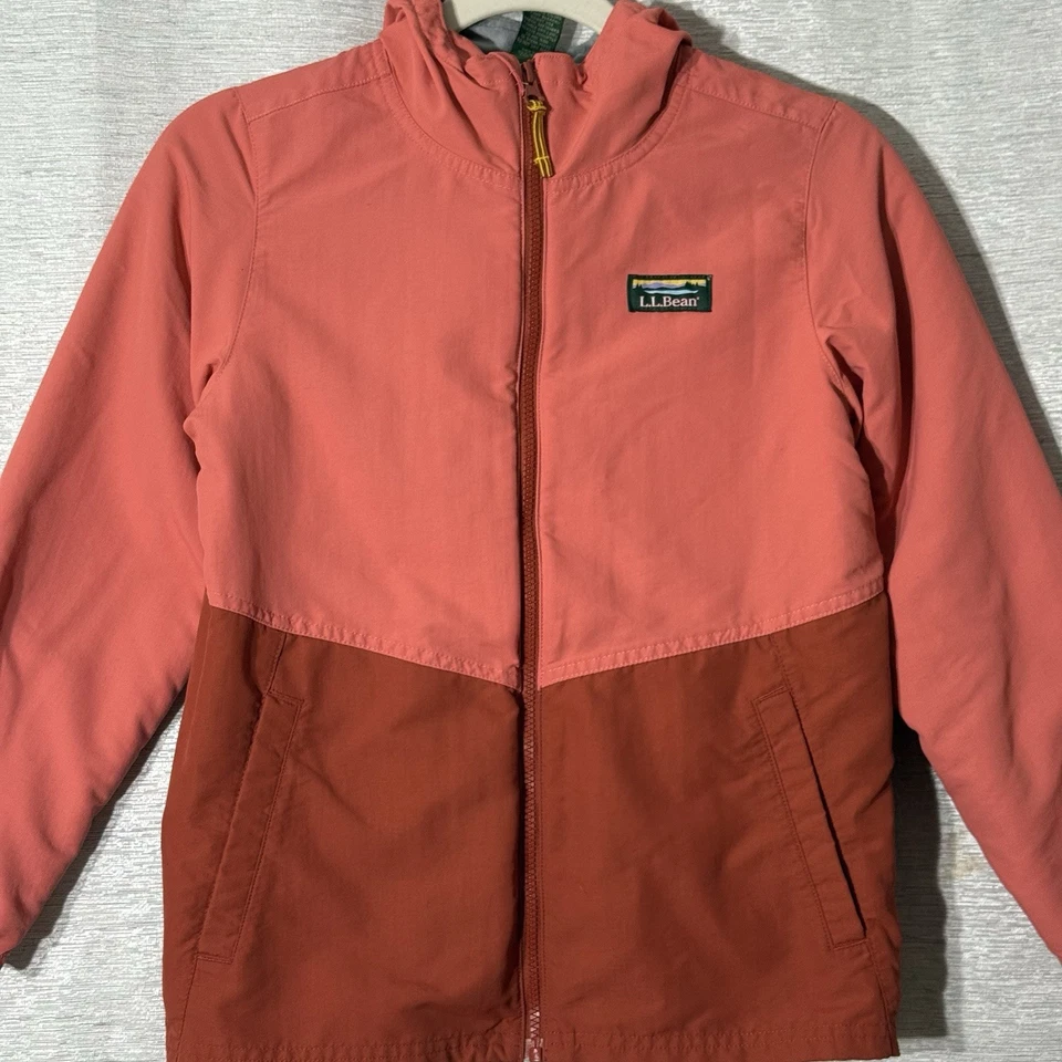 LL Bean Niños Niñas Chaqueta con Capucha Cremallera Completa Forrada de Vellón M (10-12) Color Block Rosa Foto 2 de 4