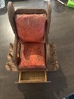 Antique Victorian Sewing Pincushion Chair Wood Thread Holder Red Velvet — photo 3