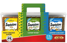 3 Pack Temptations Cat Treats 16oz Tubs 48oz Total Chicken Catnip Seafood